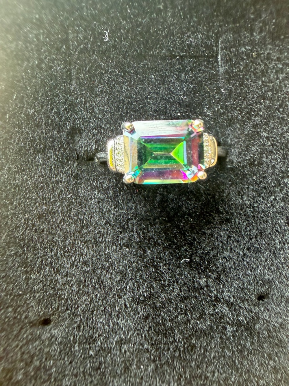 Mystic Topaz Emerald-Cut Statement Ring - Women Jewelry size 7